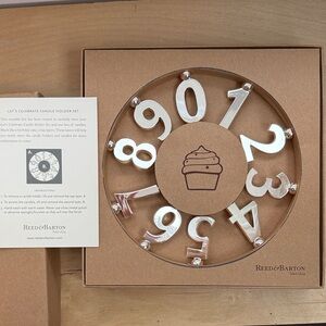 Reed & Barton Silver Numbered Candle Holder Set on Clear Tray